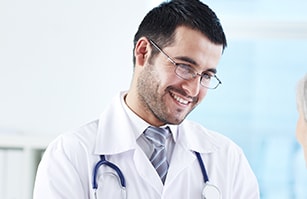 Colonoscopy doctor meeting with a patient